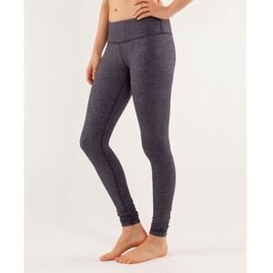 Lululemon wunder under full length leggings grey herringbone pattern workout 10